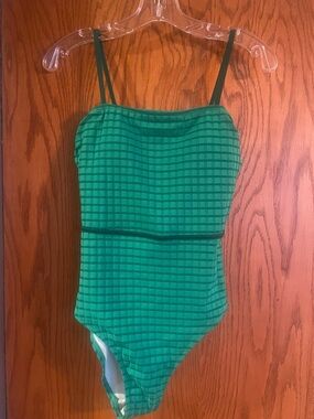 NWT Cupshe Green Check Grid One-Piece Swimsuit